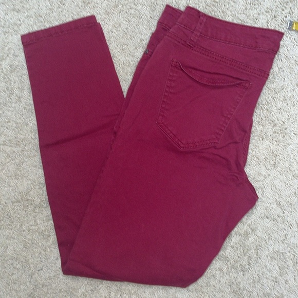 Nine West Cigarette Skinny Jeans Burgundy Red Cranberry Ankle Denim Sz 10 - Picture 6 of 12